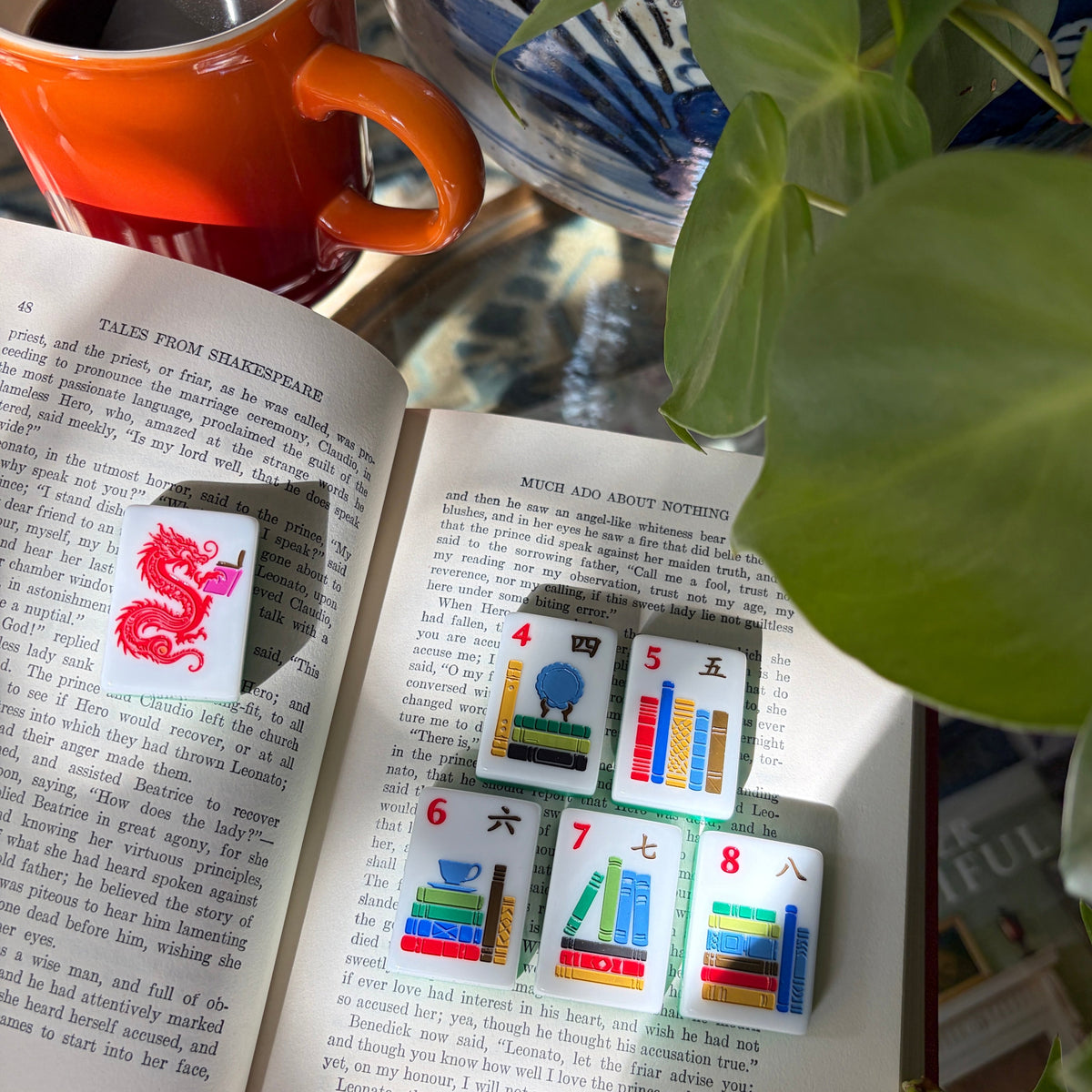 Mahjong tiles with books
