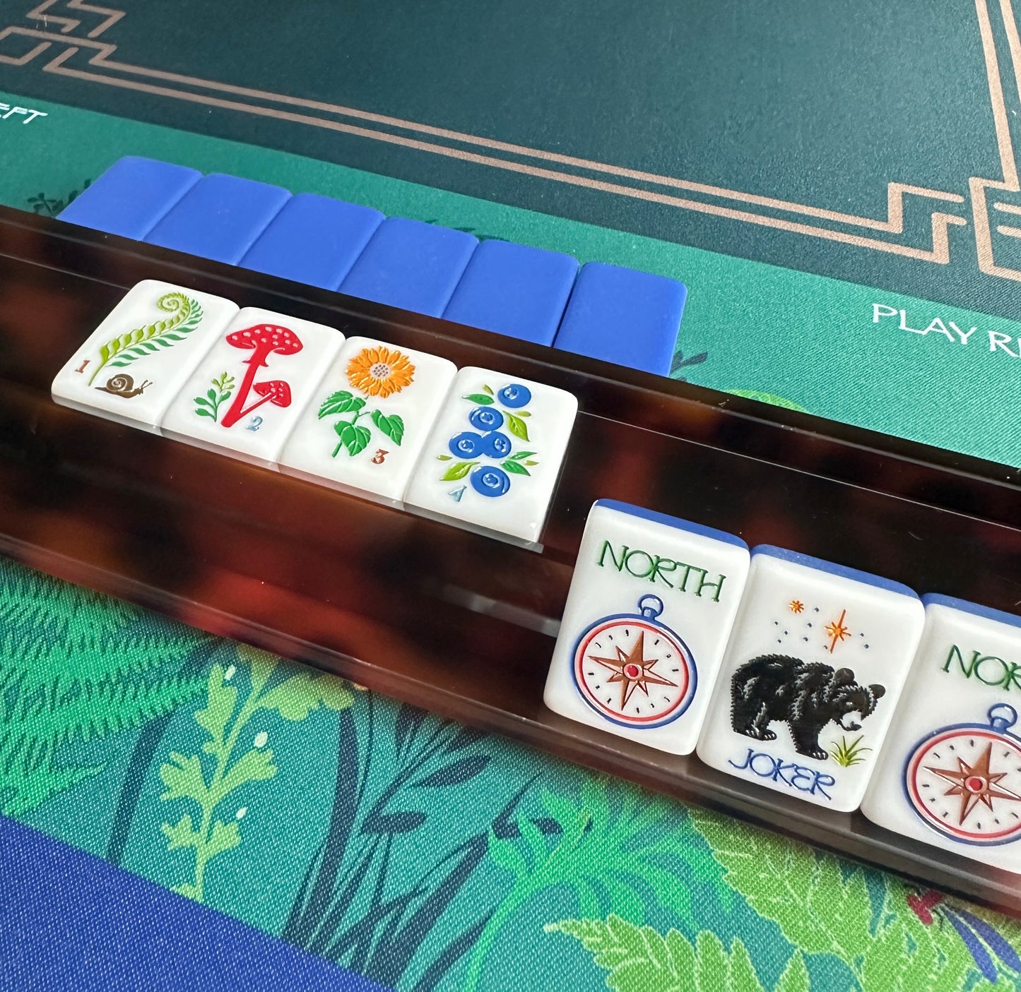 Tortoiseshell Straight Edge Mahjong Racks - Racks and Pushers